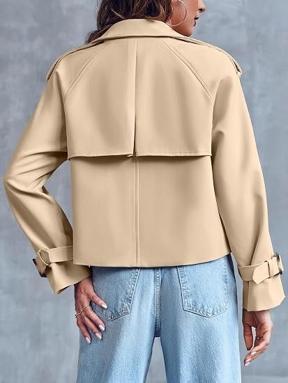Immagine di Beige Cropped Trench Coat Jacket 5
