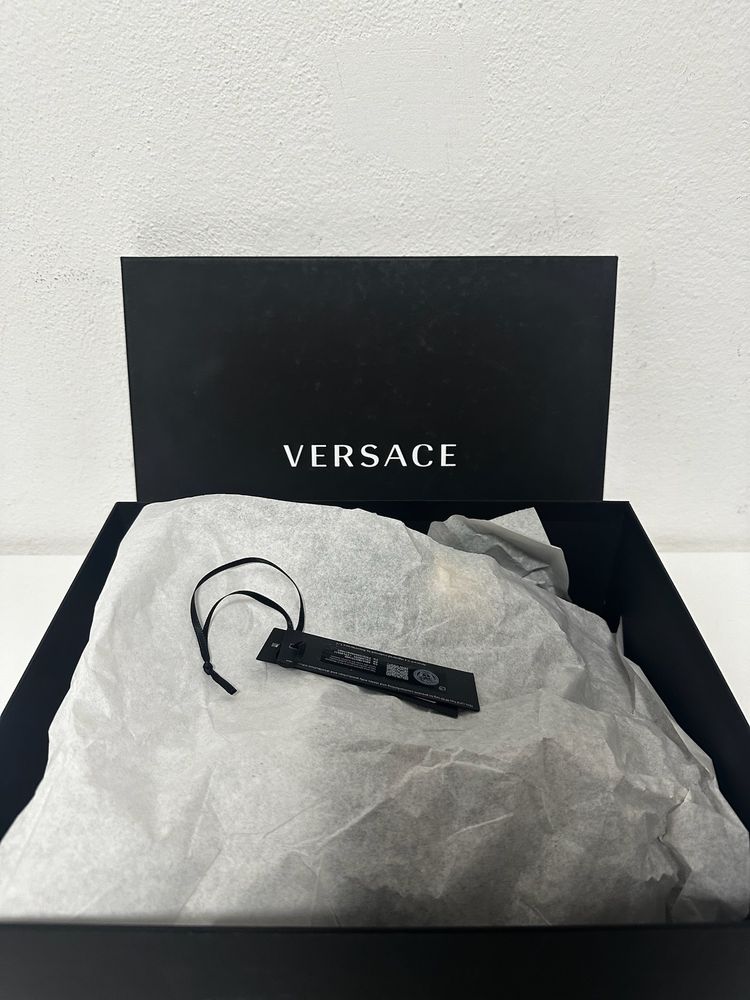 Versace Black Faux Fur Slippers With Gold Medusa Logo image 8