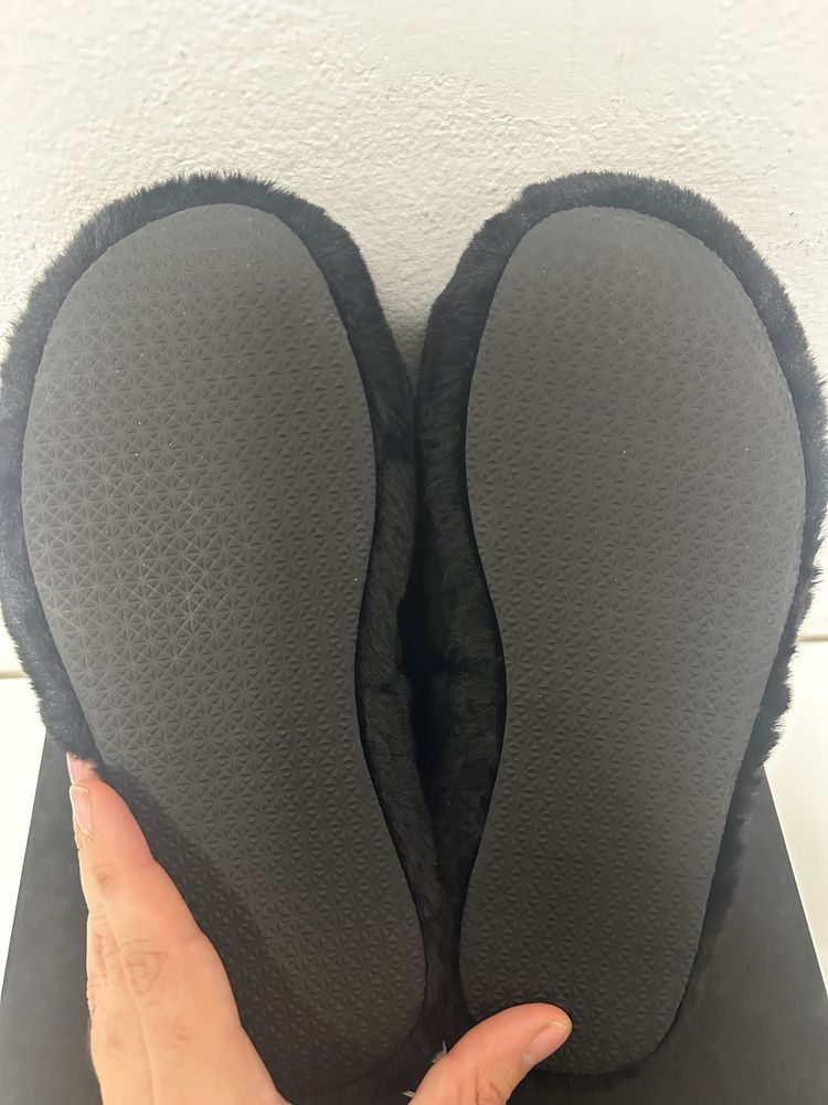 Versace Black Faux Fur Slippers With Gold Medusa Logo image 7