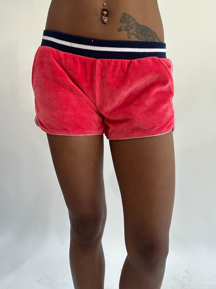 wag drop | extra small pink tommy hilfiger velour mini shorts image 4