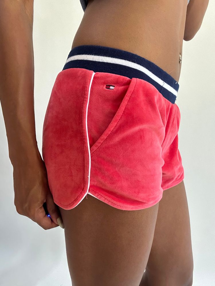 wag drop | extra small pink tommy hilfiger velour mini shorts image 5