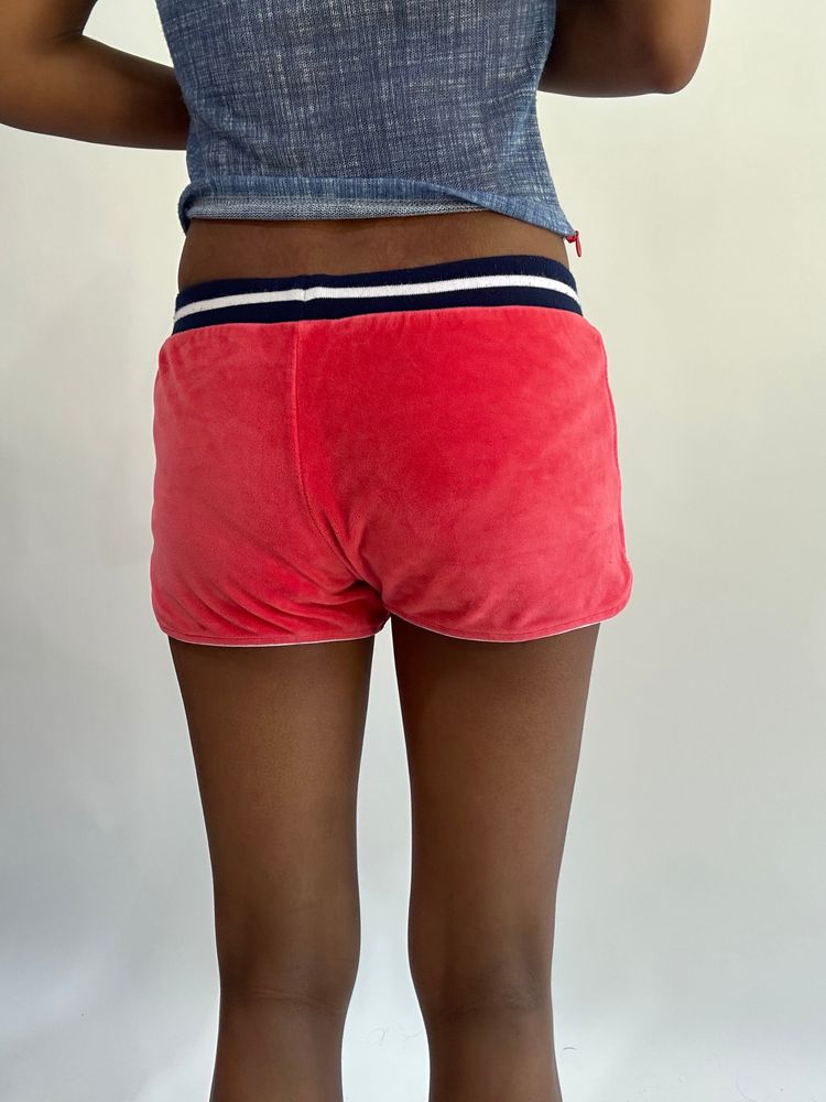wag drop | extra small pink tommy hilfiger velour mini shorts image 2