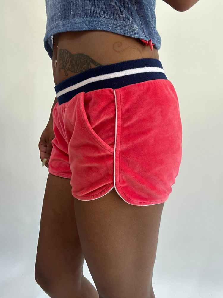 wag drop | extra small pink tommy hilfiger velour mini shorts image 6