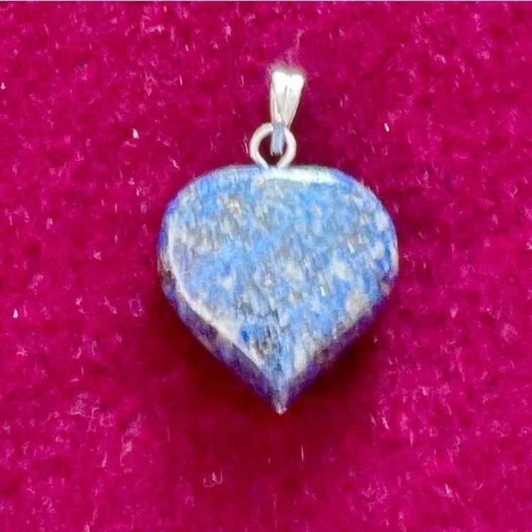 New Lapis Lazuli Quartz Puff Heart Love Crystal Pendant Healing Birthday Valentine Gift