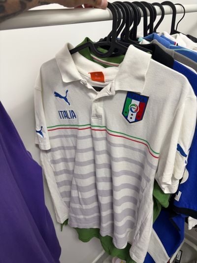 White Italy Football Polo Shirt
