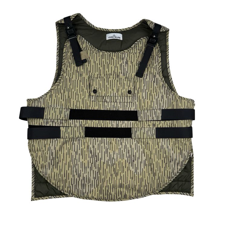 Stone Island 2021 Rain Camo Reflective Spellout Padded Utility Vest - XL image 1