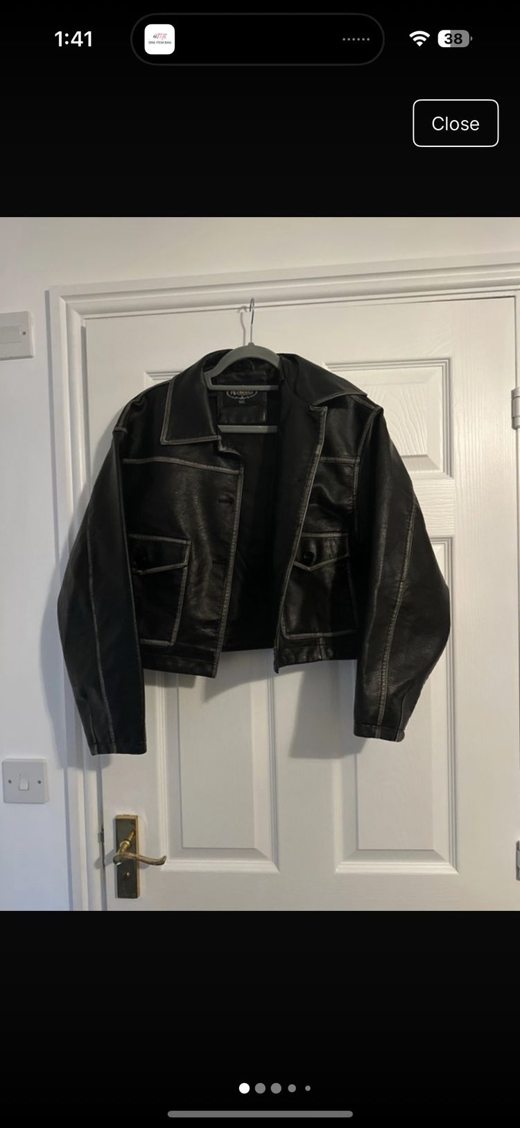 black leather jacket image 1