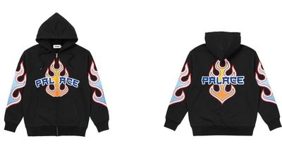 Palace Black Hoodie With Flame Design