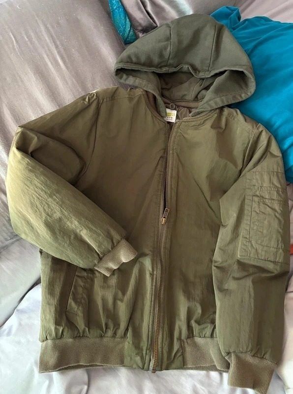 Green Hooded Bomber Jacket image 1