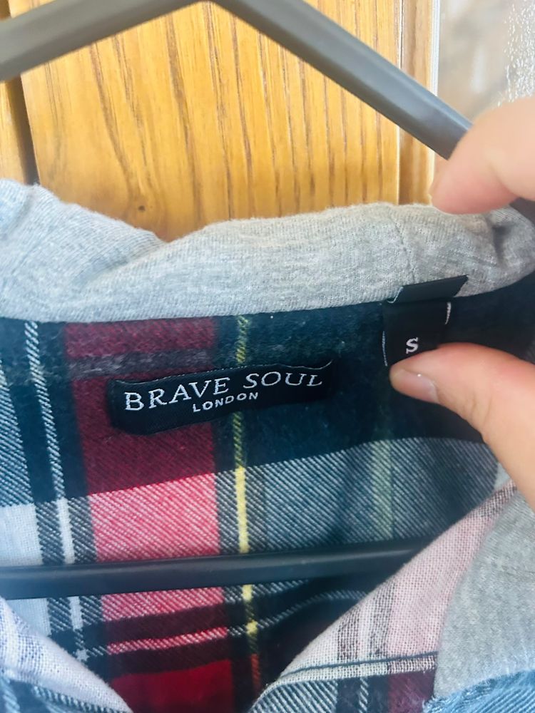Brave Soul Plaid Shirt With Hood image 1