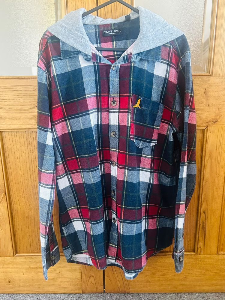 Brave Soul Plaid Shirt With Hood image 2