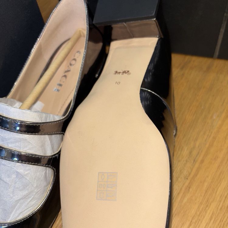 Coach Angelina Patent Leather Mary Jane Shoes UK 8 Anthracite Metallic BNIB image 5