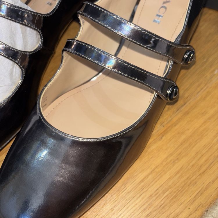Coach Angelina Patent Leather Mary Jane Shoes UK 8 Anthracite Metallic BNIB image 2