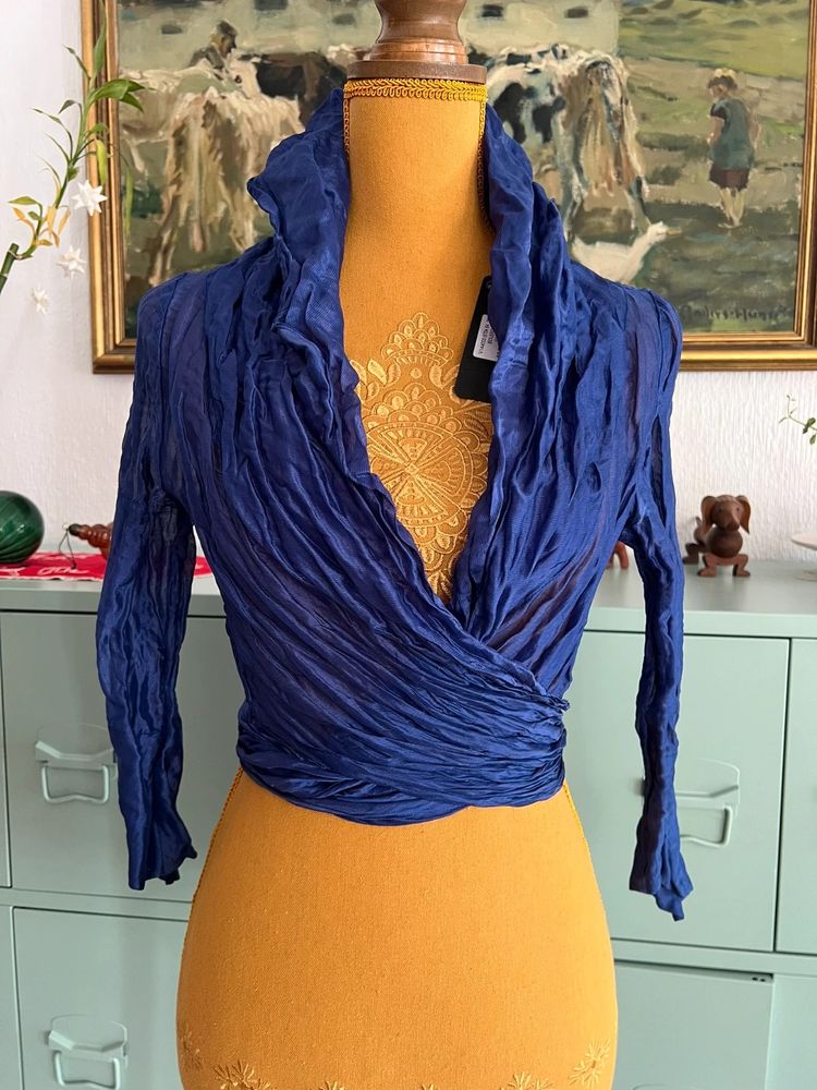 Simorra Sheer 79% Silk Bolero Jacket – Royal Blue – Made In Spain – New With Tags 120€ imagen 1
