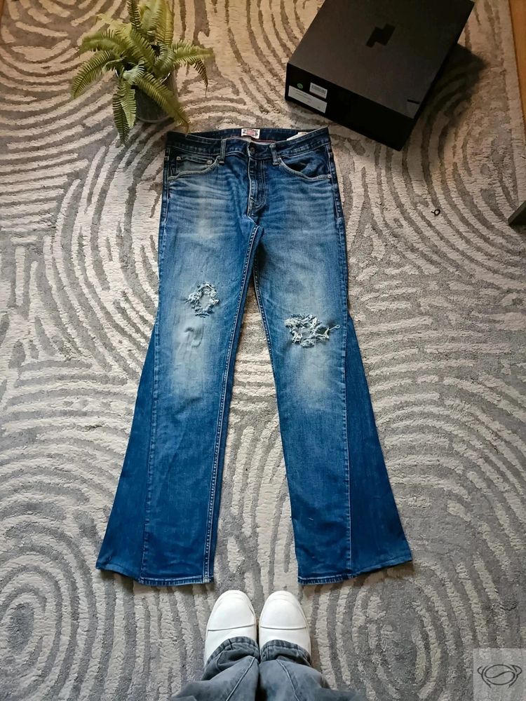 Other Distressed Blue Flared Jeans Custom product image
