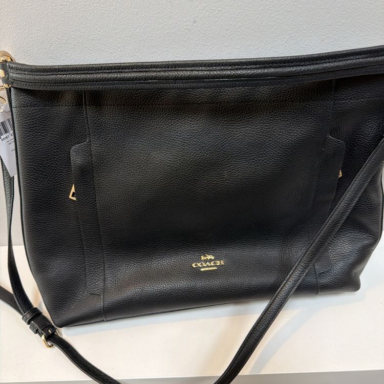 COACH Polished Pebbled Scout Hobo Black Bag BNWT 2 Inter Changeable Straps image 1