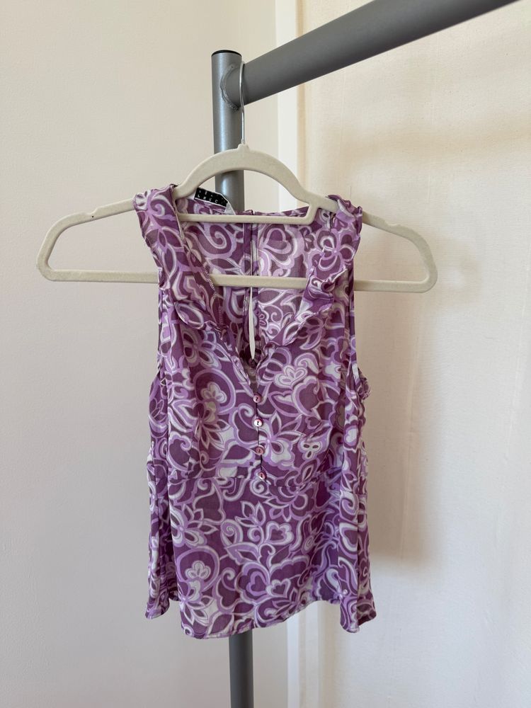 Purple Sleeveless Floral Top