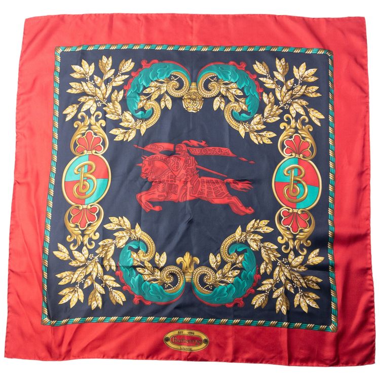 Vintage 80s Burberry Print Silk Scarf image 1