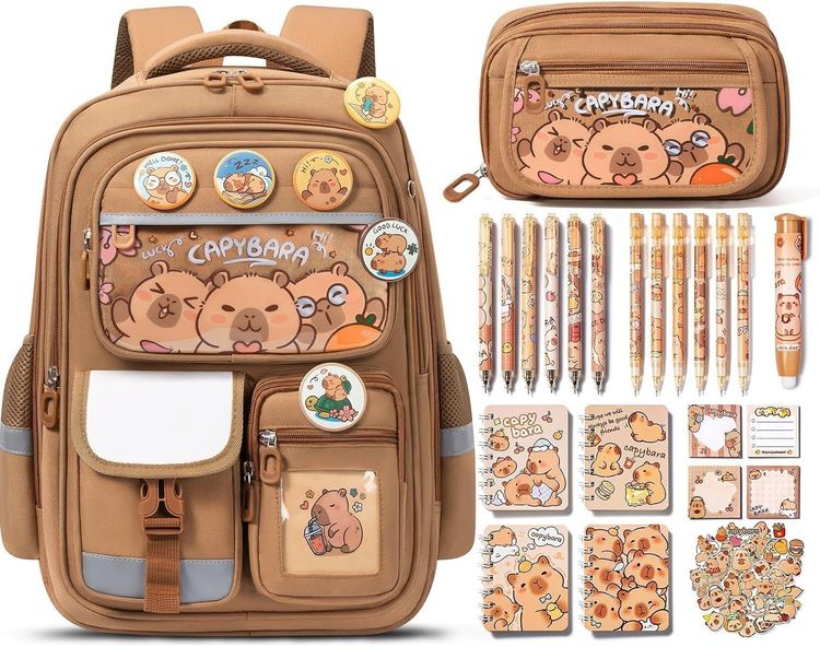 Capybara-Themed Backpack And Stationery Set image 1