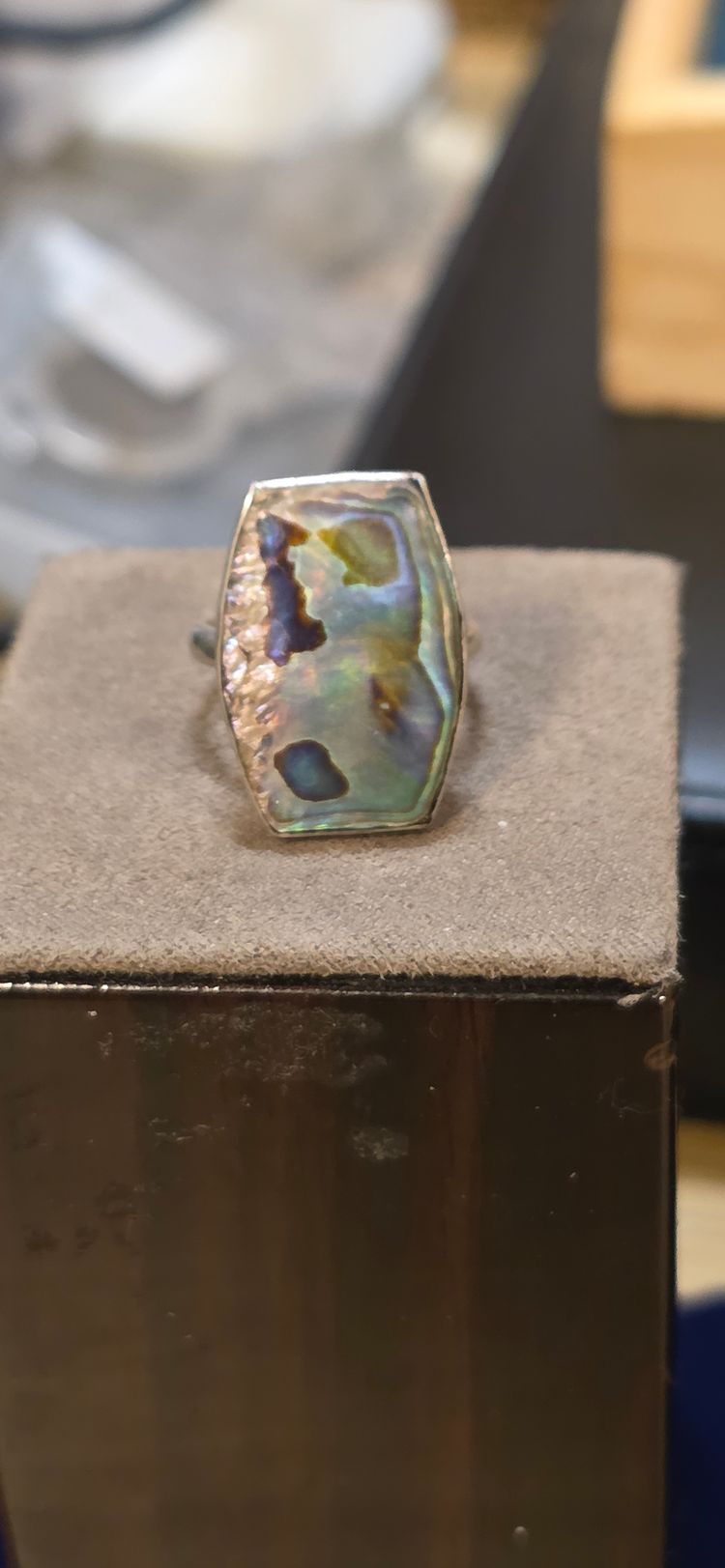 925 sterling Silver Ring With Abalone Shell Size K image 1