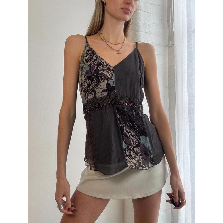 Black And Patterned Sleeveless Top