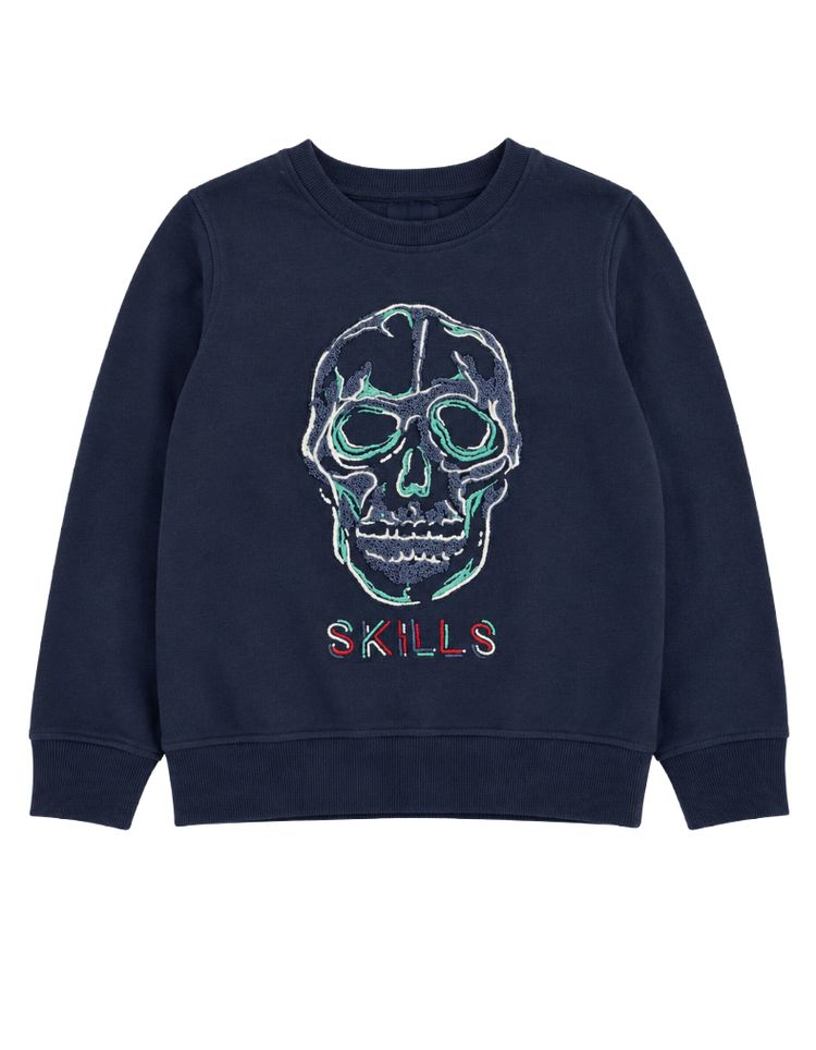 Next Boys Boluce Applique Skull Sweatshirt in Navy image 3