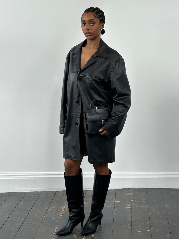 Conbipel 1990s Leather Trench Coat - XL image 1