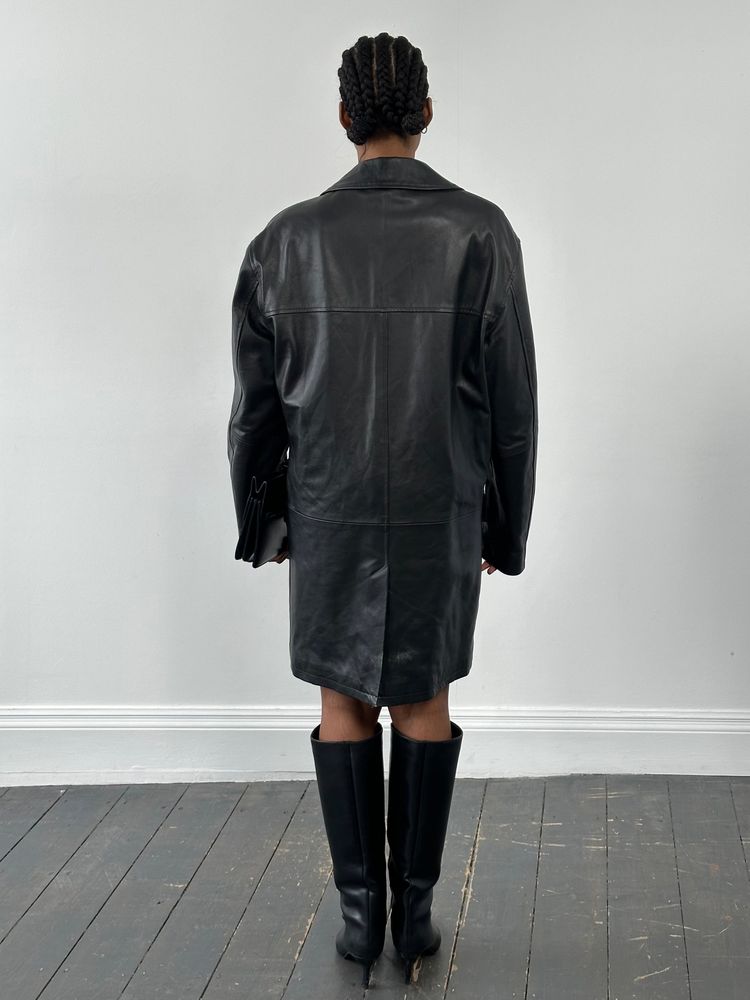 Conbipel 1990s Leather Trench Coat - XL image 4