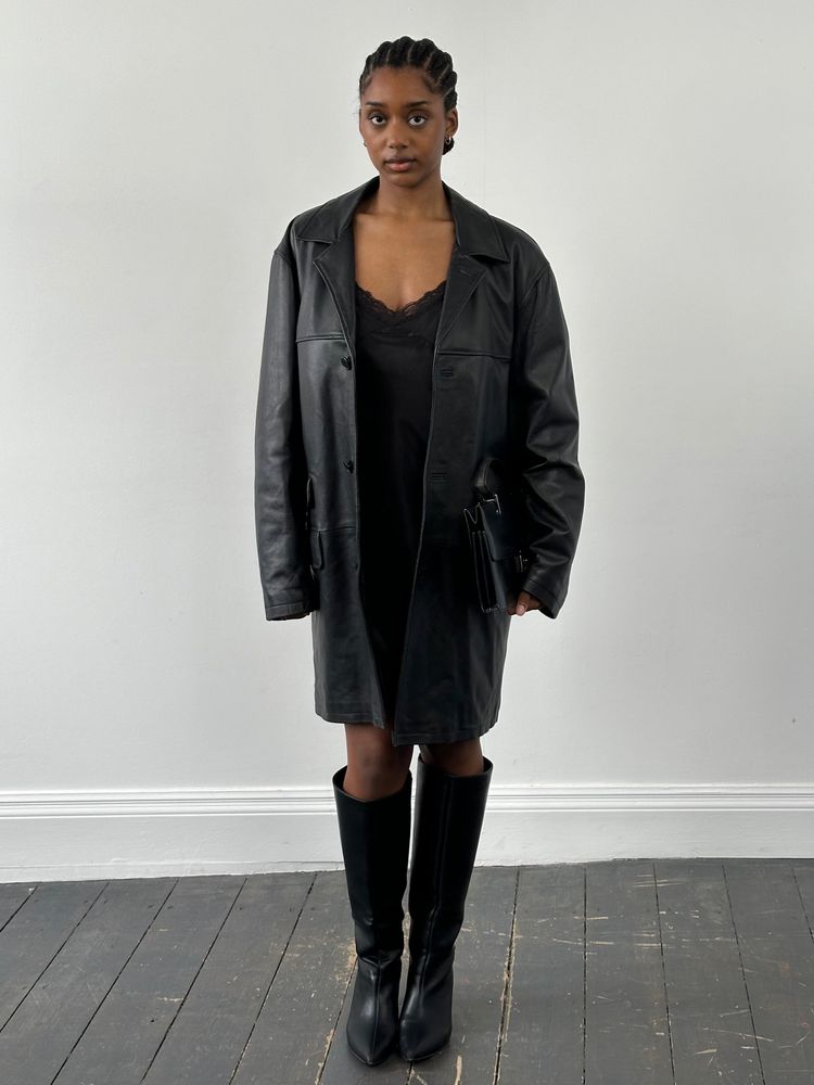 Conbipel 1990s Leather Trench Coat - XL image 6