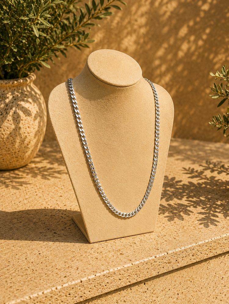 Heavy Vintage Sterling Silver Curb Chain Necklace | 30 Inch | 50.1g | Men's & Unisex Statement Jewellery