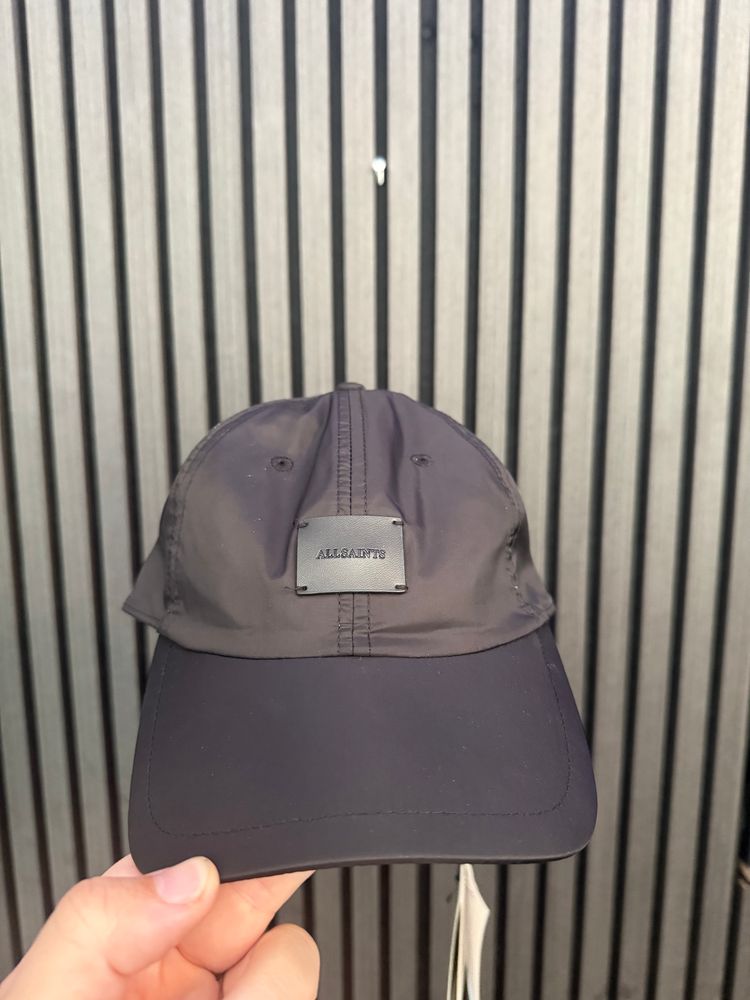 All saints Black Cap With Logo Plate