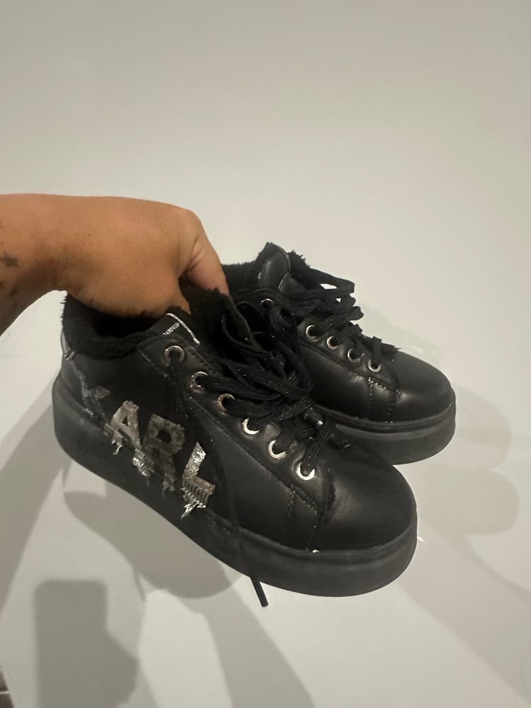 Black Sneakers With Fur Lining image 1