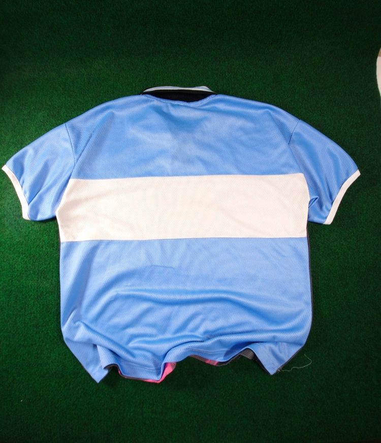 Diego Armando Maradona Black And Blue Short Sleeve Polo Shirt With Graphic Print image 2