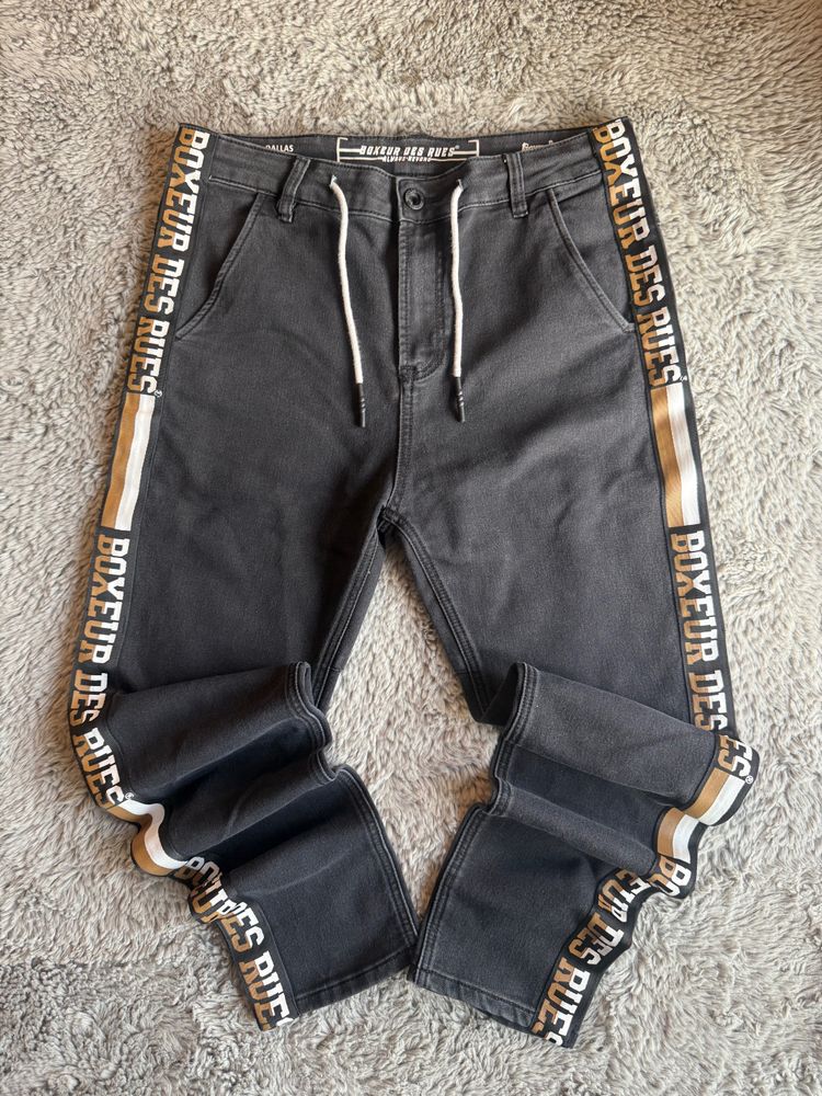 Black Pants With Side Stripe Text
