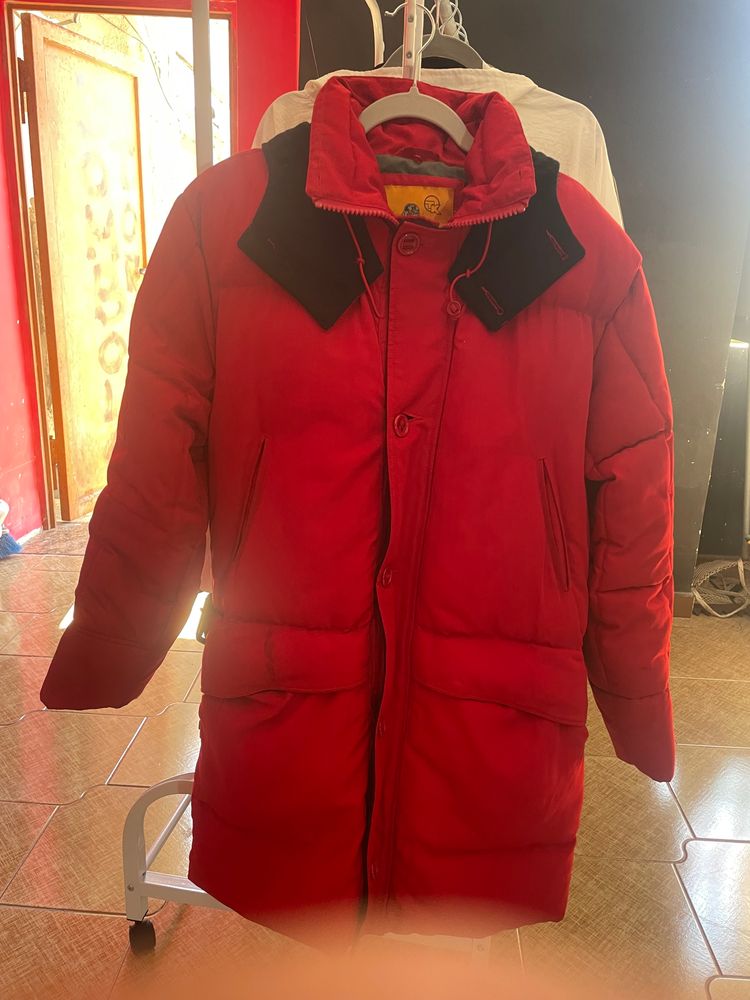 Puffa Red Puffer Coat With Black Collar product image