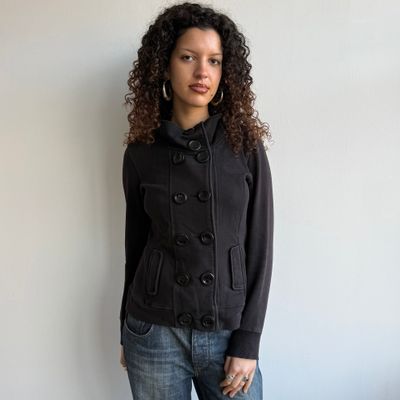 Black double breasted peacoat jumper - Size M