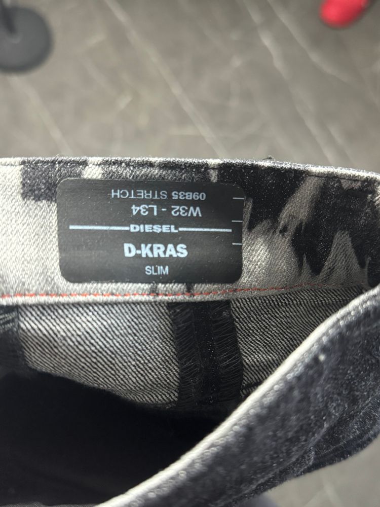 Diesel D-Kras Slim Fit Jeans Bleach Patchwork Black Size W32 L34 obraz 5