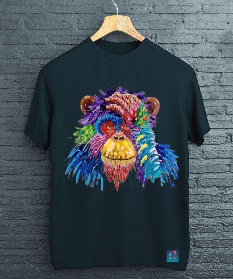 Other Black T-Shirt With Colorful Monkey Face Print product image