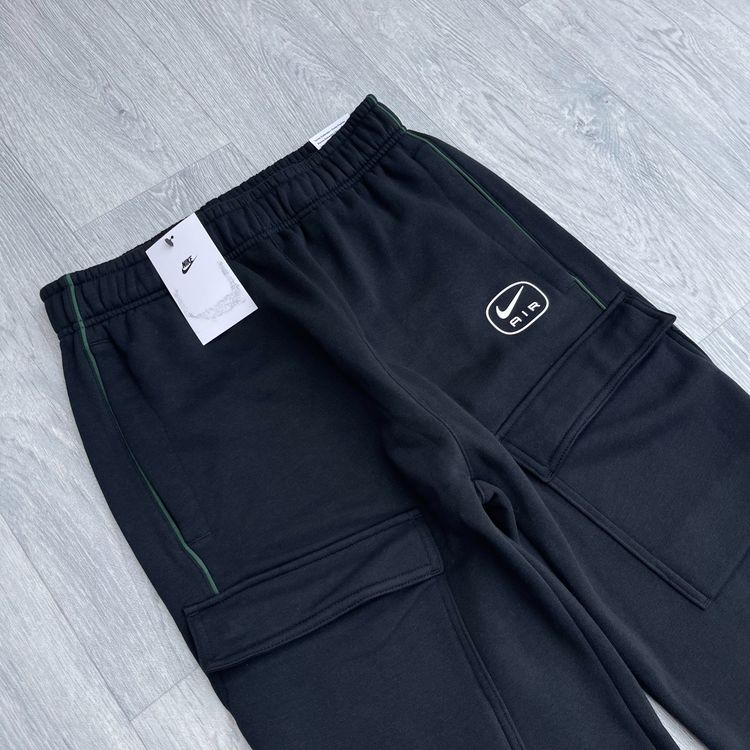 Nike Air Fleece Cargo Tracksuit Hoodie Joggers Sweatpants Set - Black 7