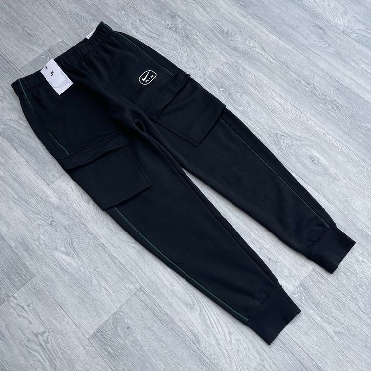 Nike Air Fleece Cargo Tracksuit Hoodie Joggers Sweatpants Set - Black 6