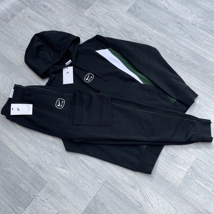 Nike Nike Air Fleece Cargo Tracksuit Hoodie Joggers Sweatpants Set - Black zdjęcie produktu