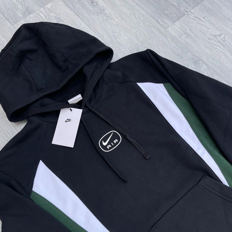 Nike Air Fleece Cargo Tracksuit Hoodie Joggers Sweatpants Set - Black 3