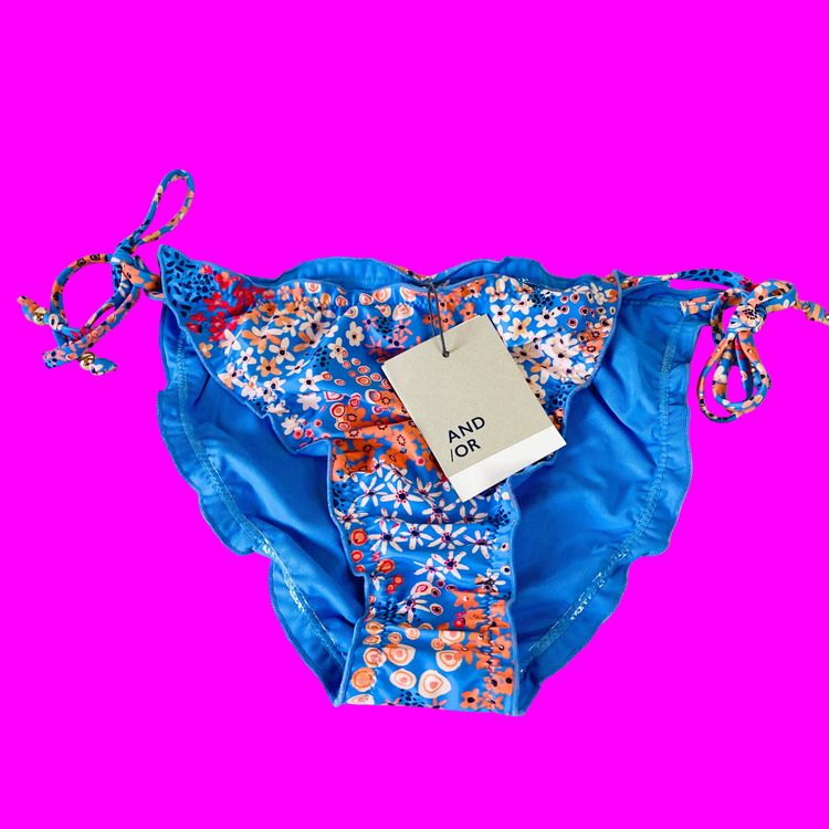 John Lewis AND/OR Ditsy Dreamworld Frill Blue String Bikini Brief Size 16 NEW image 7