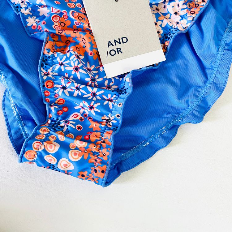 John Lewis AND/OR Ditsy Dreamworld Frill Blue String Bikini Brief Size 16 NEW image 2