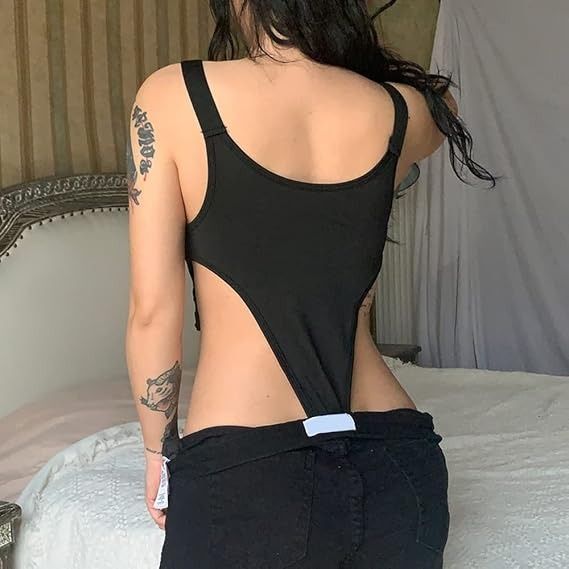 Black Cut-Out Bodysuit With Adjustable Straps image 4