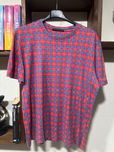 Louis Vuitton-Red And Blue Checkered T-Shirt
