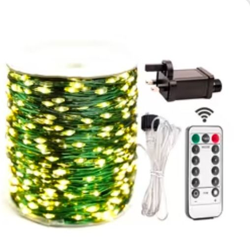 RESNICE 200FT Waterproof Fairy Lights 600 LED with Remote – Warm White Green Wire