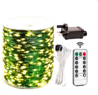 RESNICE 200FT Waterproof Fairy Lights 600 LED with Remote – Warm White Green Wire