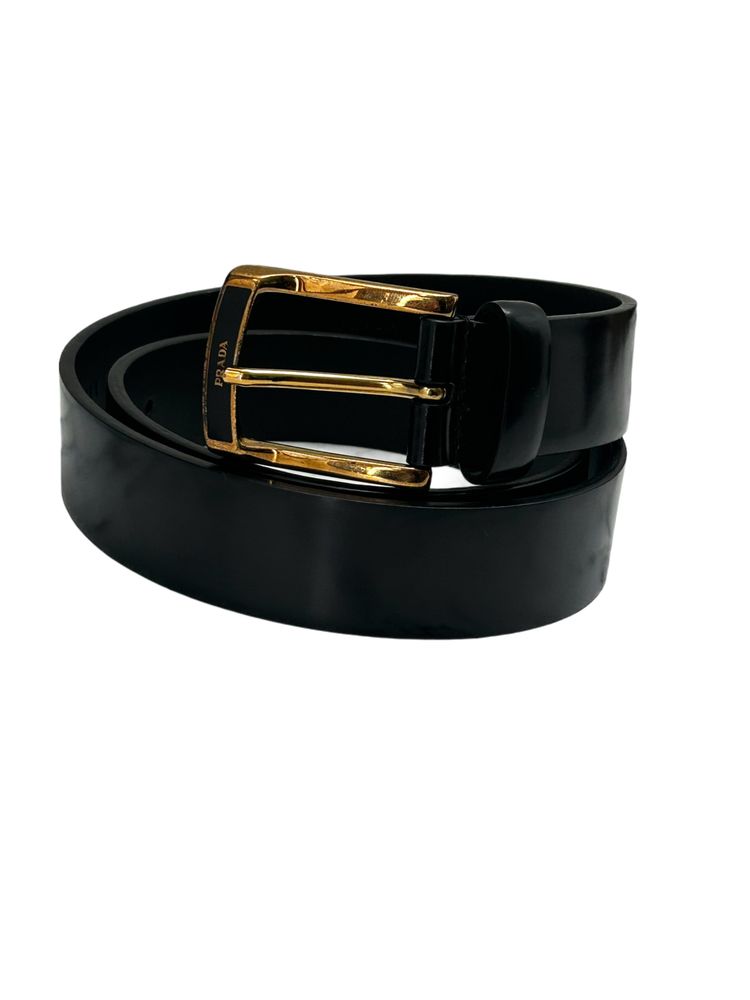 Prada Black Belt With Bronze Notch Buckle In Spazzolato Leather image 3