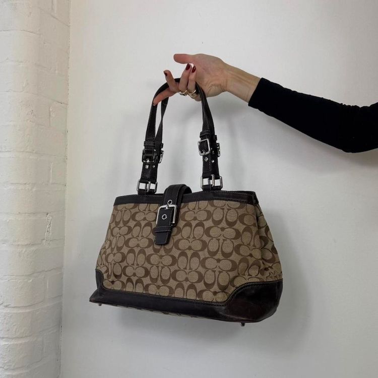 Coach Signature Canvas Tote Bag With Leather Trim